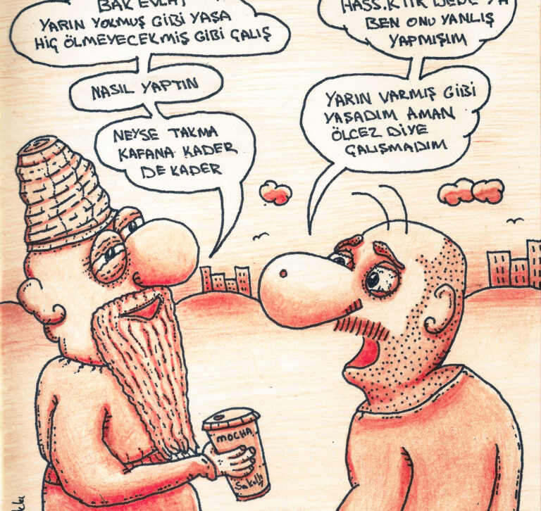 kavuklu sakallı ve kahveli bilge dede