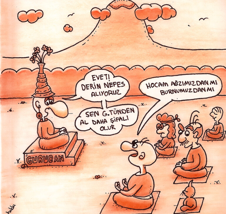 guruban adlı guru müritleriyle meditasyon yapıyor